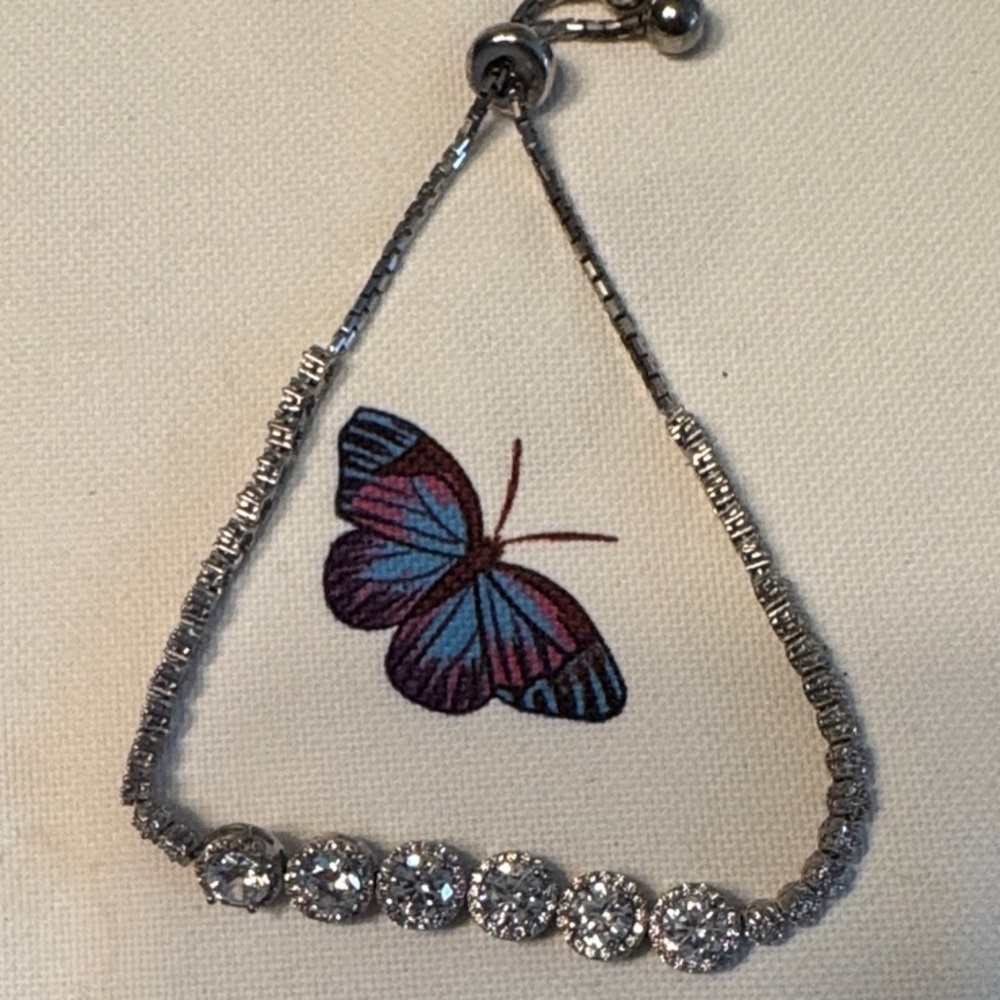 Sparkling Silver Bracelet with Clear Gems - Picture 2 of 3